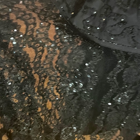 BASIL & MAUDE Anthropologie Black Lace with Sequins A Line Skirt Size 8 - Picture 8 of 8